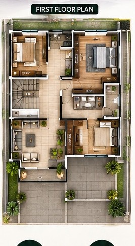 First floor plan for the penthouse duplex at Hamdala Court Phase 1